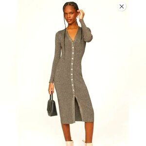 Rails - knit black & brown long sleeve, collard, button down dress. Sz XL